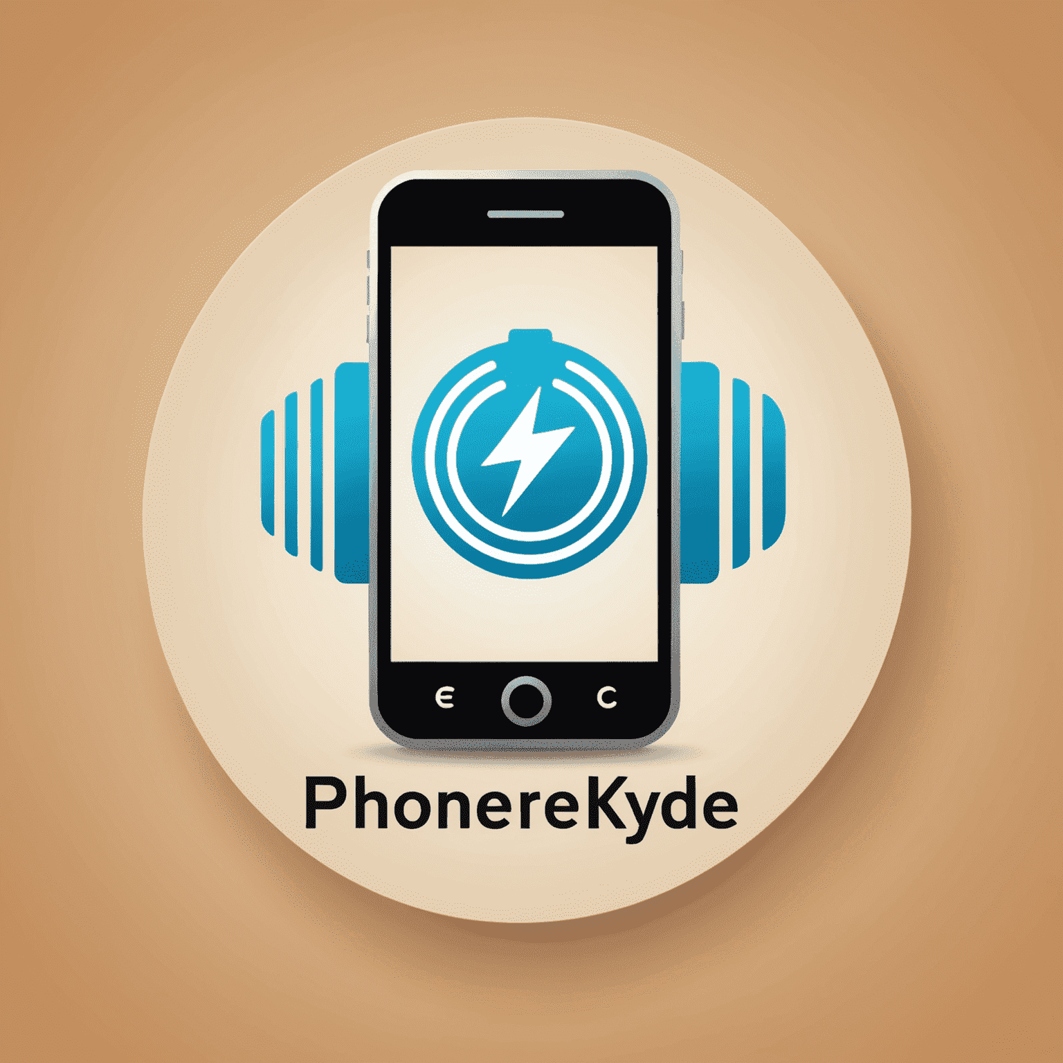 Phonebkyde.com logo - A stylized mobile phone with recharge symbol