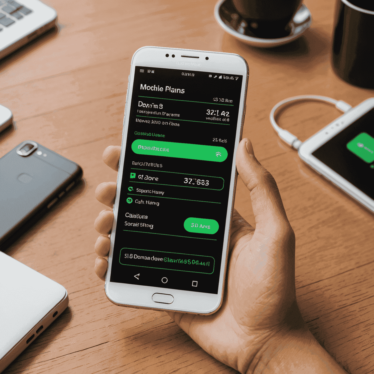 A smartphone displaying various recharge options and denominations for prepaid mobile plans