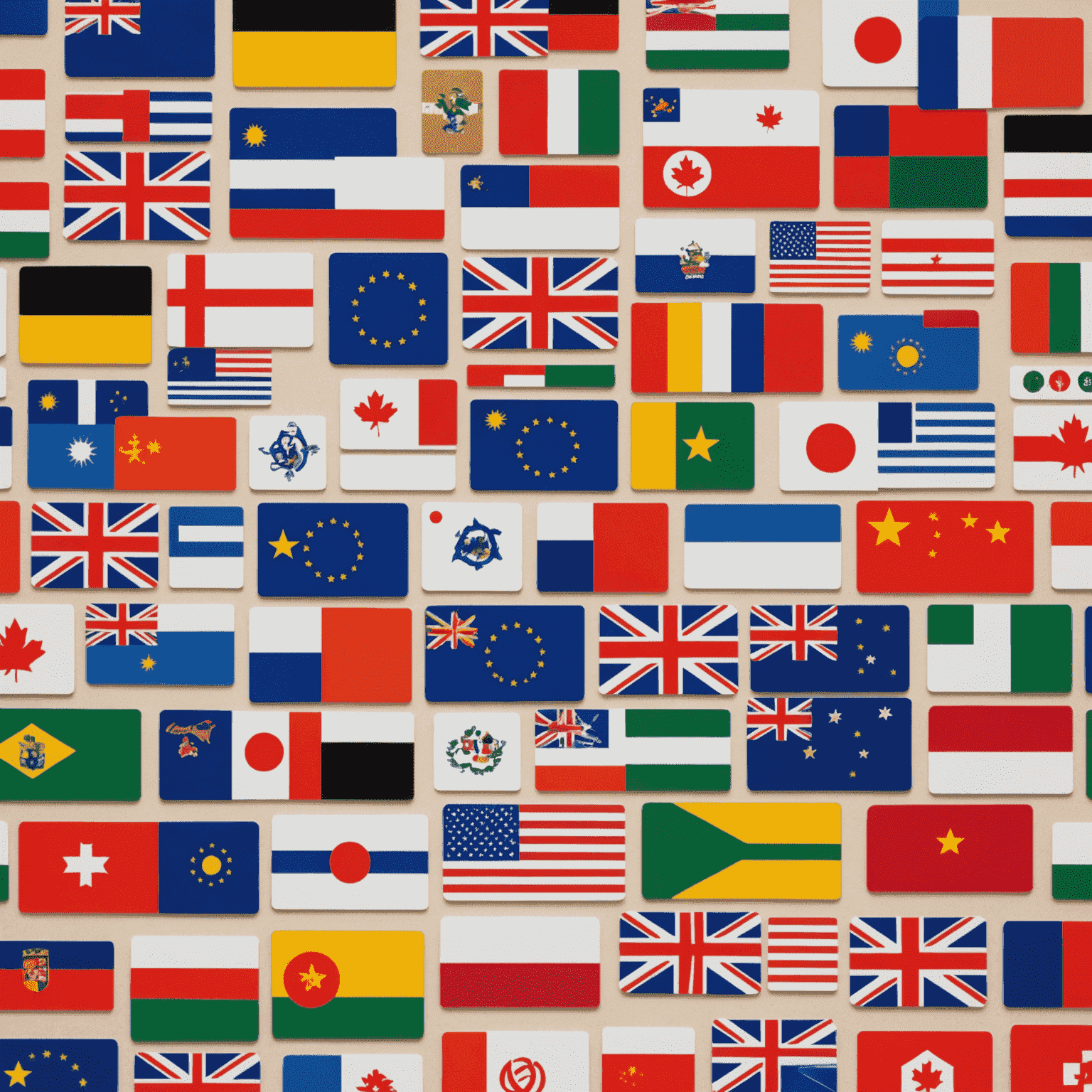 Various international calling cards displayed, showing different countries' flags and denominations